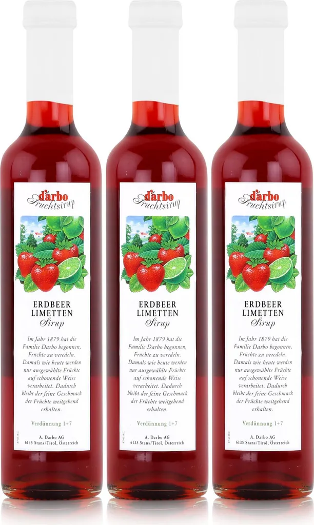 Darbo Strawberry Lime Syrup 500ml - Cocktail Coffee Syrup (3-pack)