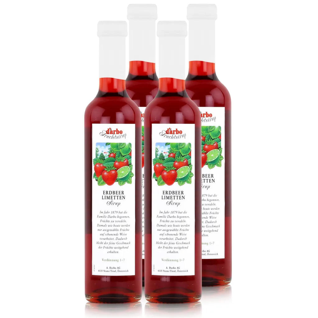 Darbo Strawberry Lime Syrup 500ml - Cocktail Coffee Syrup (4-pack)