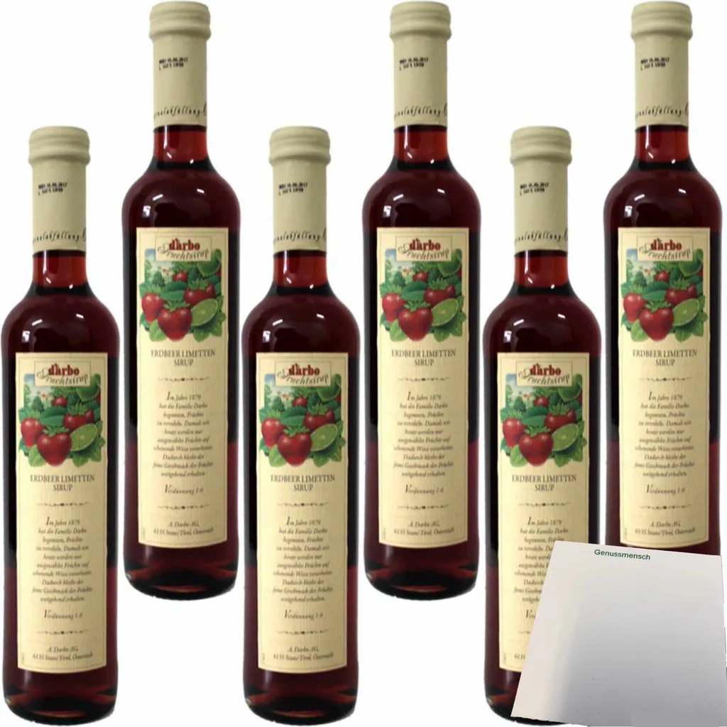 Darbo Strawberry and Lime Fruit Syrup 6-pack (6 x 0.5l bottles) + usy Block 3012g
