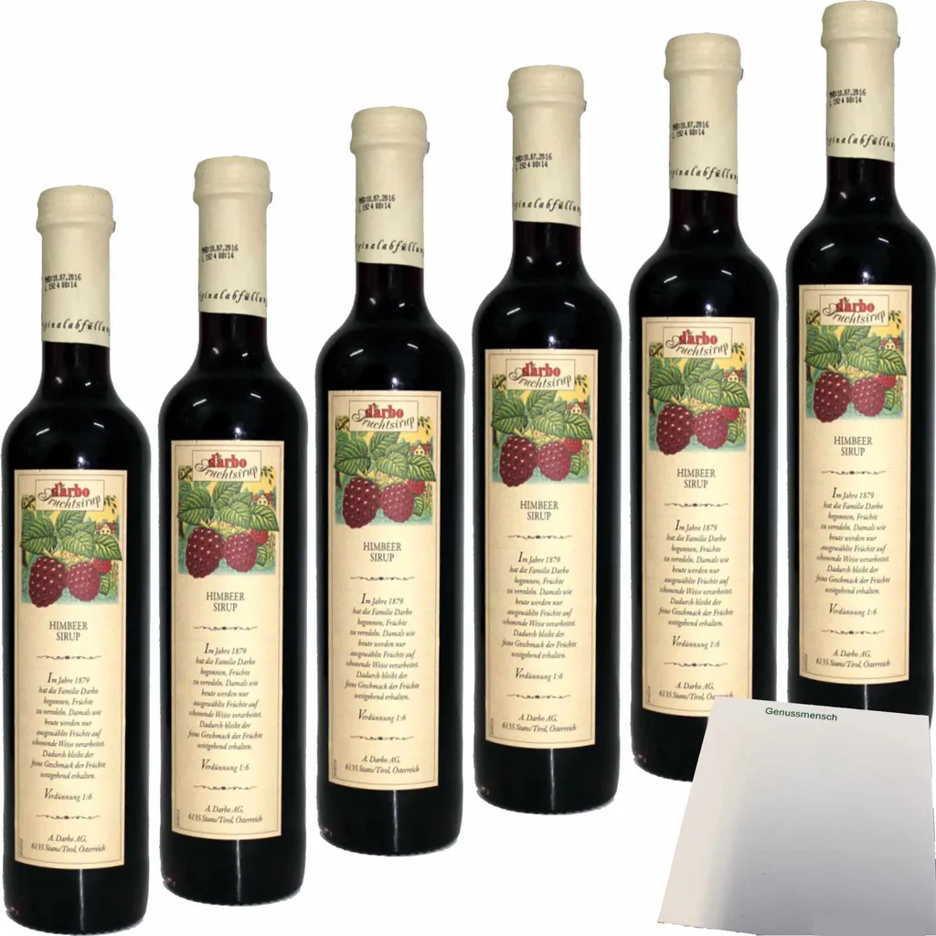 Darbo Raspberry Fruit Syrup 6-pack (6 x 0.5l bottles) + usy Block 3012g