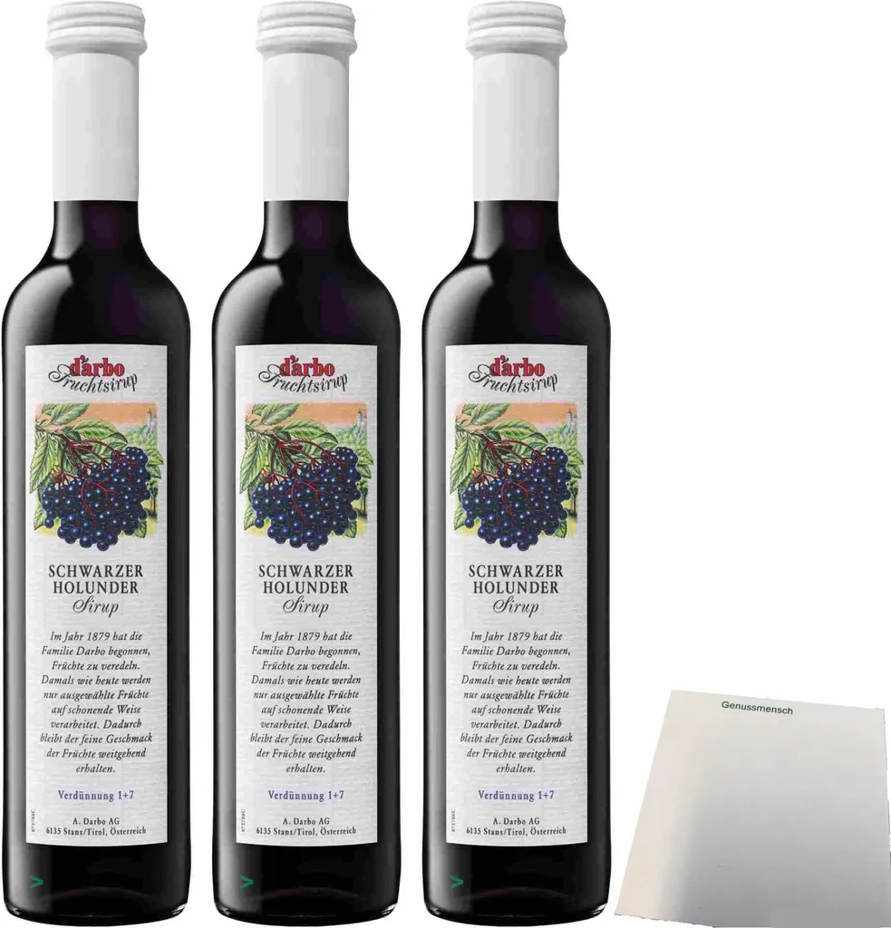 Darbo Black Elderberry Fruit Syrup 3-pack (3 x 0.5l bottles) + usy Block 1512g