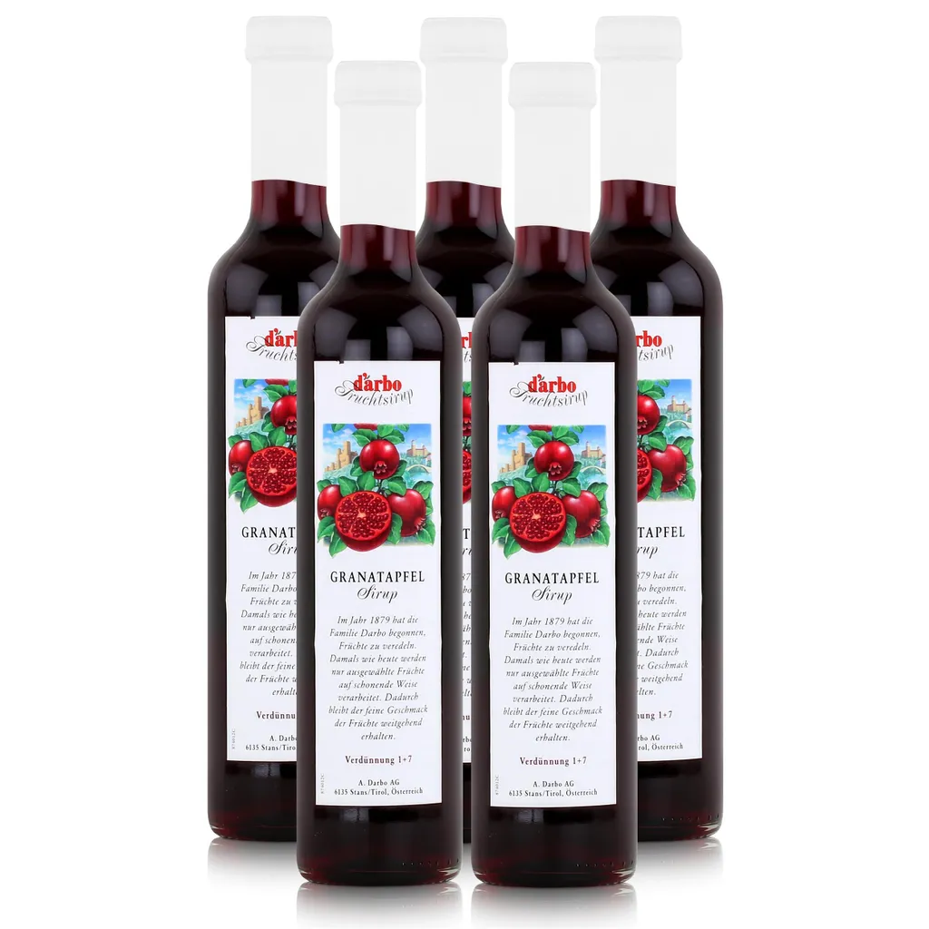Darbo Pomegranate Syrup 500ml - Cocktails Milkshakes Coffee Syrup (5-pack)