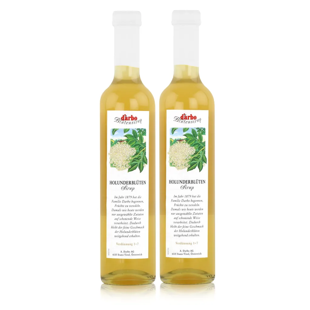 Darbo Elderflower Syrup 500ml - Cocktails, Milkshakes, Coffee Syrup (2-pack)