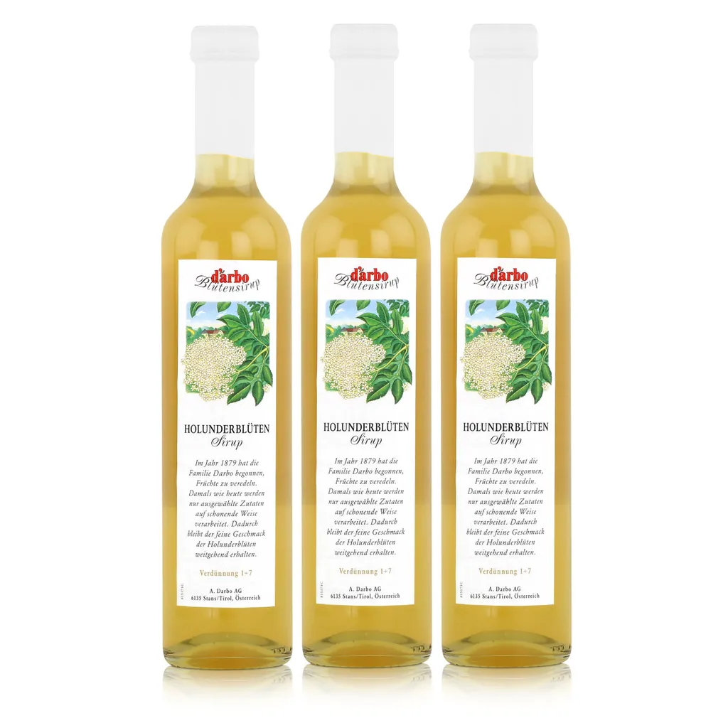 Darbo Elderflower Syrup 500ml - Cocktails Milkshakes Coffee Syrup (3-pack)