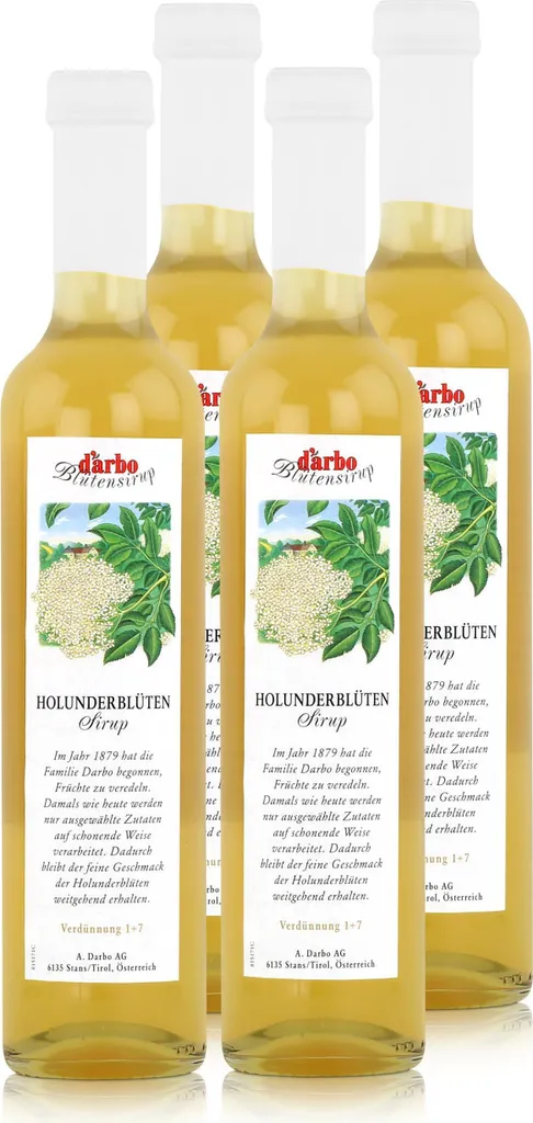 Darbo Elderflower Syrup 500ml - Cocktails Milkshakes Coffee Syrup (4-pack)