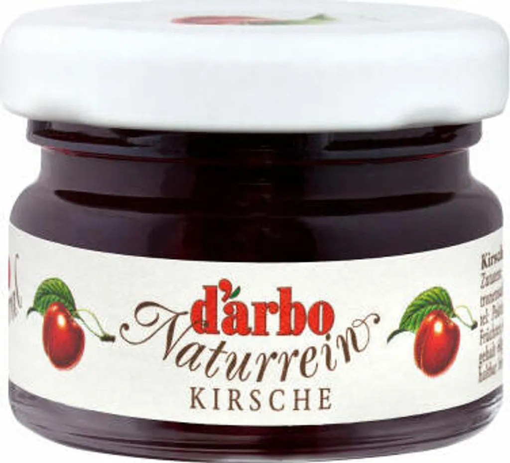 Darbo Cherry Jam Extra in a mini jar, bread spread, bread spread, jam, for gastronomy, hotels, offices, canteens, 60 pieces of 28 g each
