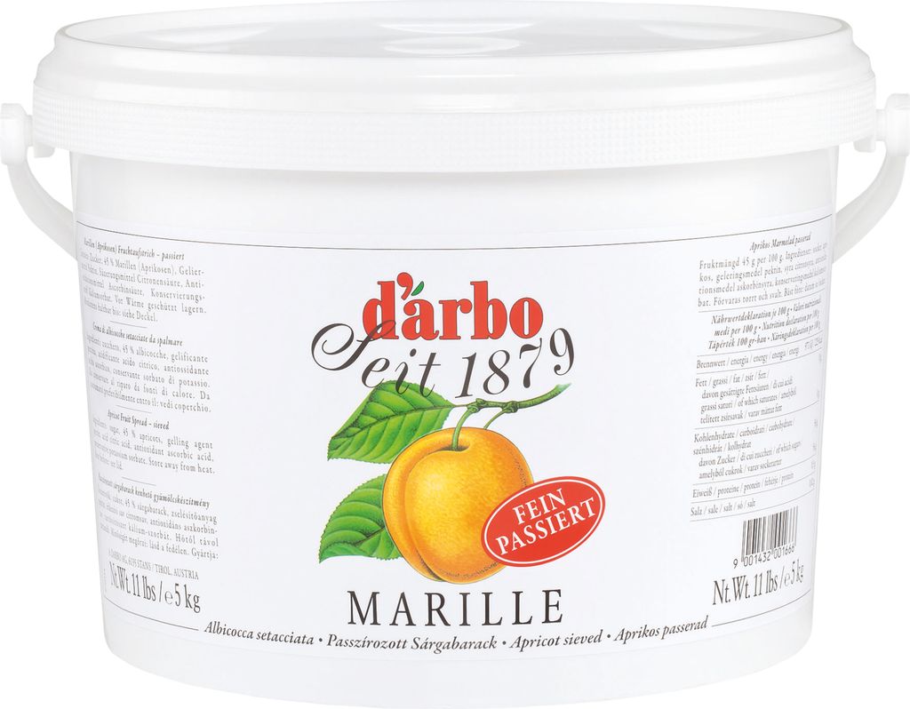 Darbo Apricot Fruit Spread, finely strained, 5000g
