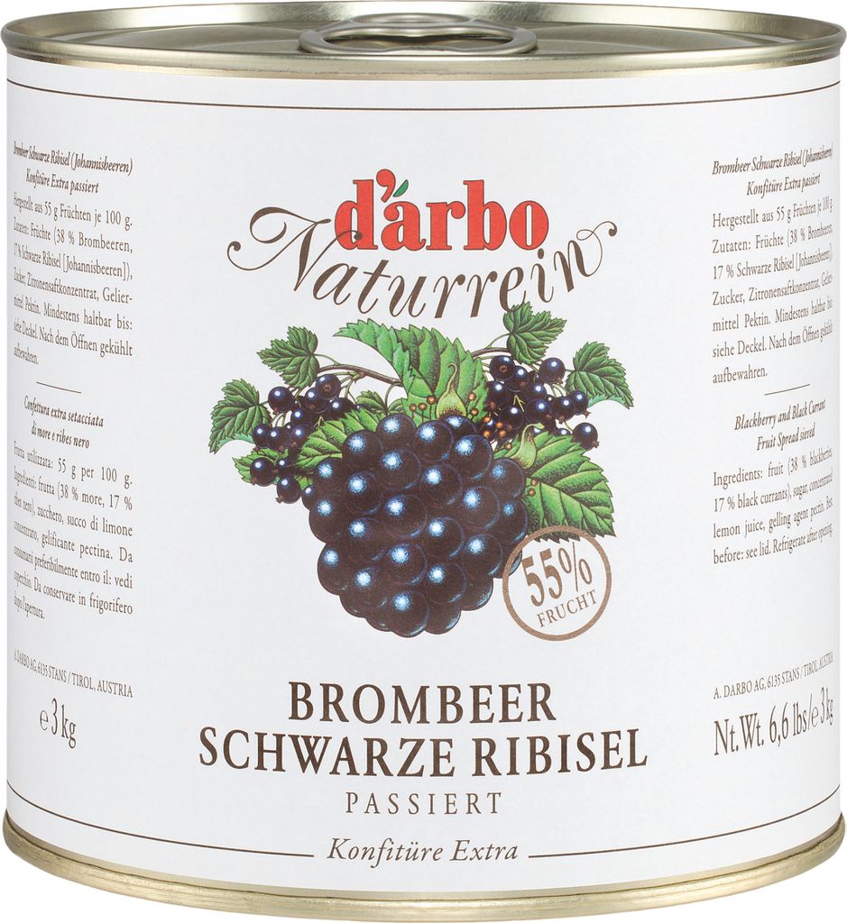 Darbo Pure Natural Blackberry - Blackcurrant (Redcurrant) Jam Extra Strained 3000g