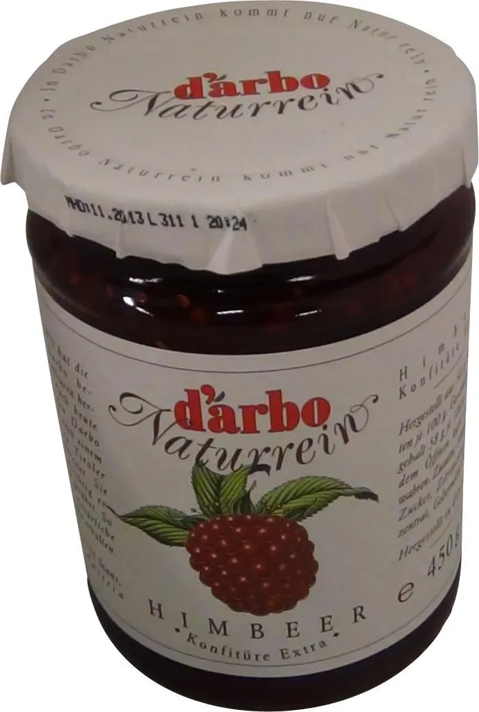 Darbo Pure Natural Raspberry Jam Extra Finest Raspberries 450g