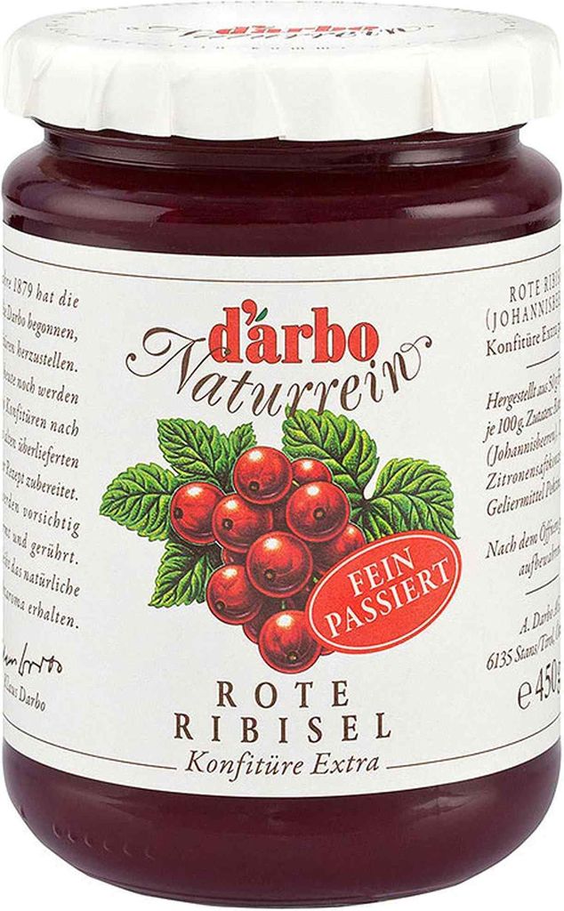 Darbo Pure Natural Red Currant (Blackcurrant) Jam Extra Strained 450g