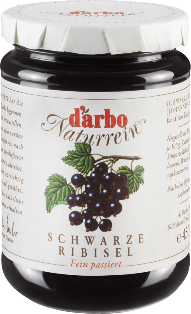 Darbo Natural Black Currant Jam Extra Strained 450g
