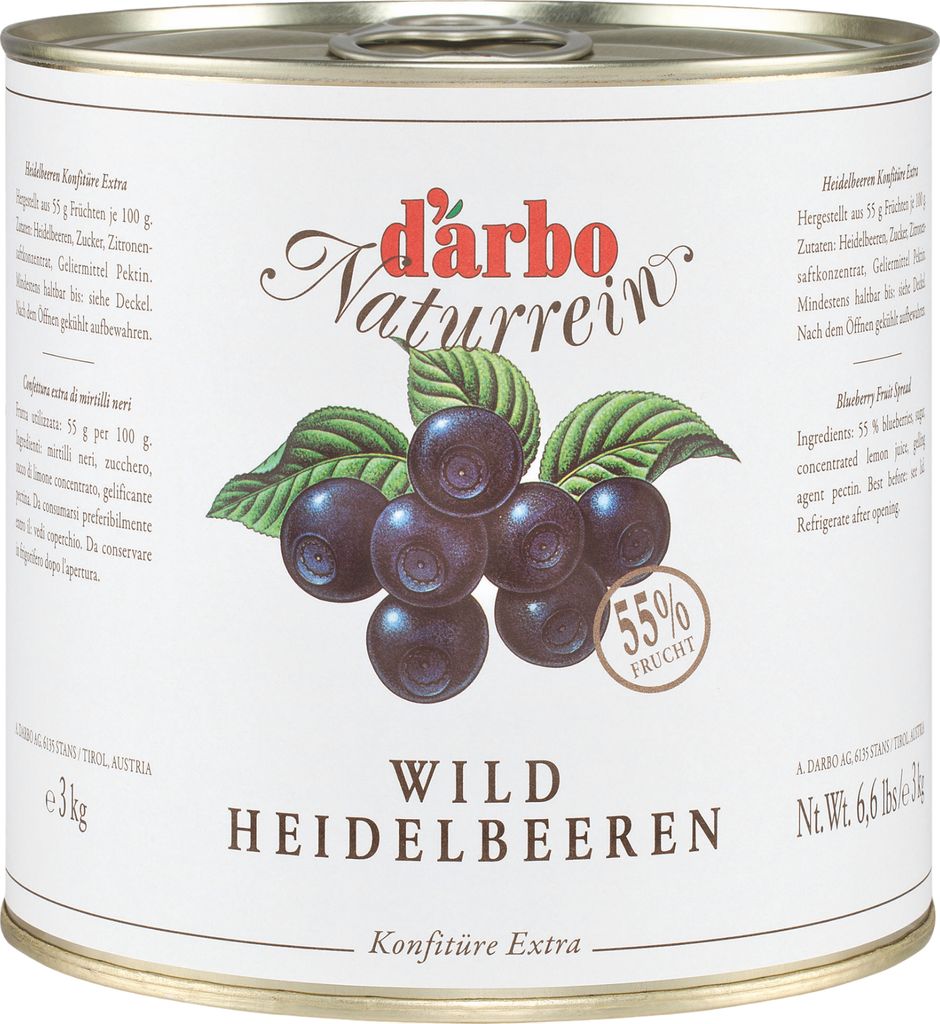 Darbo Pure Natural Wild Blueberry Extra Jam 3000g