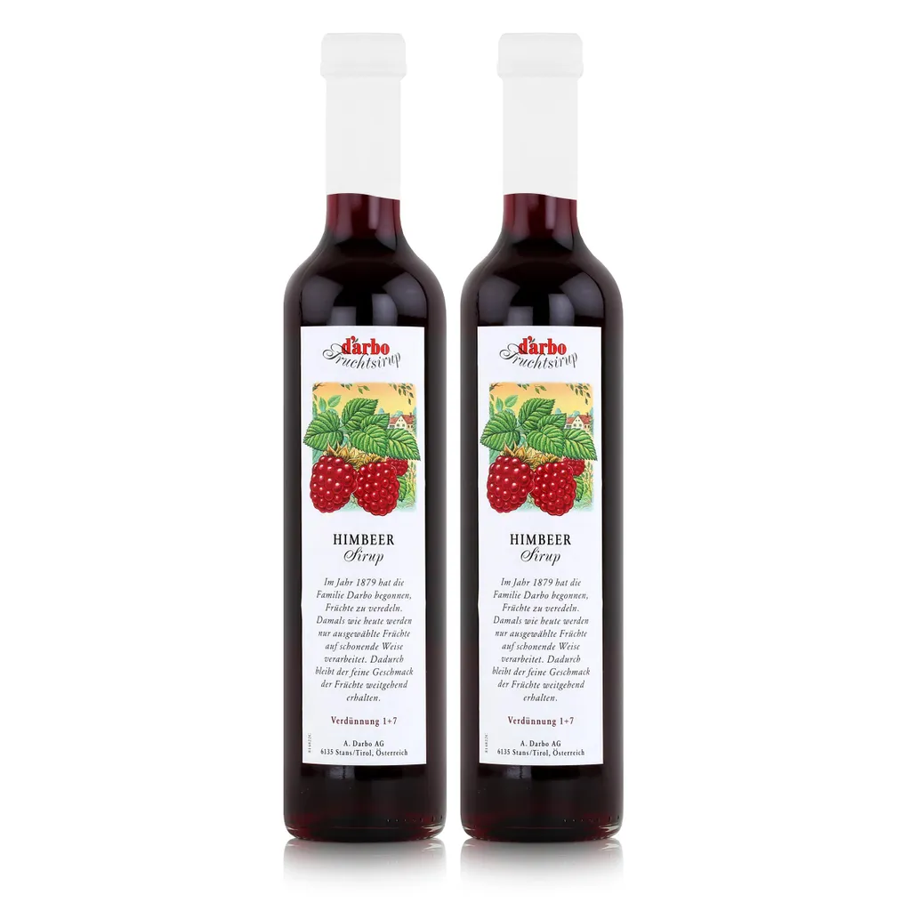 Darbo Raspberry Syrup 500ml - Cocktails Milkshakes Coffee Syrup (2-pack)