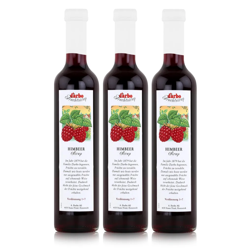 Darbo Raspberry Syrup 500ml - Cocktails Milkshakes Coffee Syrup (3-pack)