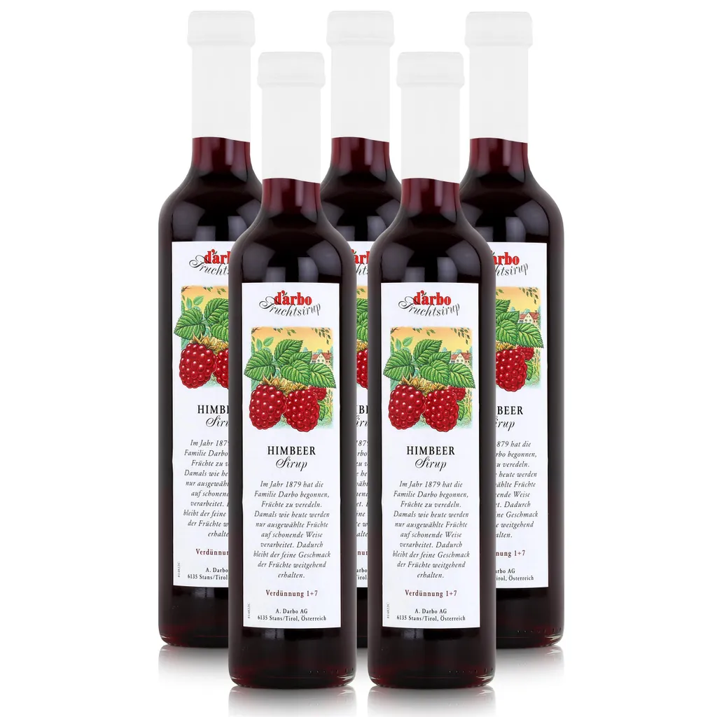Darbo Raspberry Syrup 500ml - Cocktails Milkshakes Coffee Syrup (5-pack)