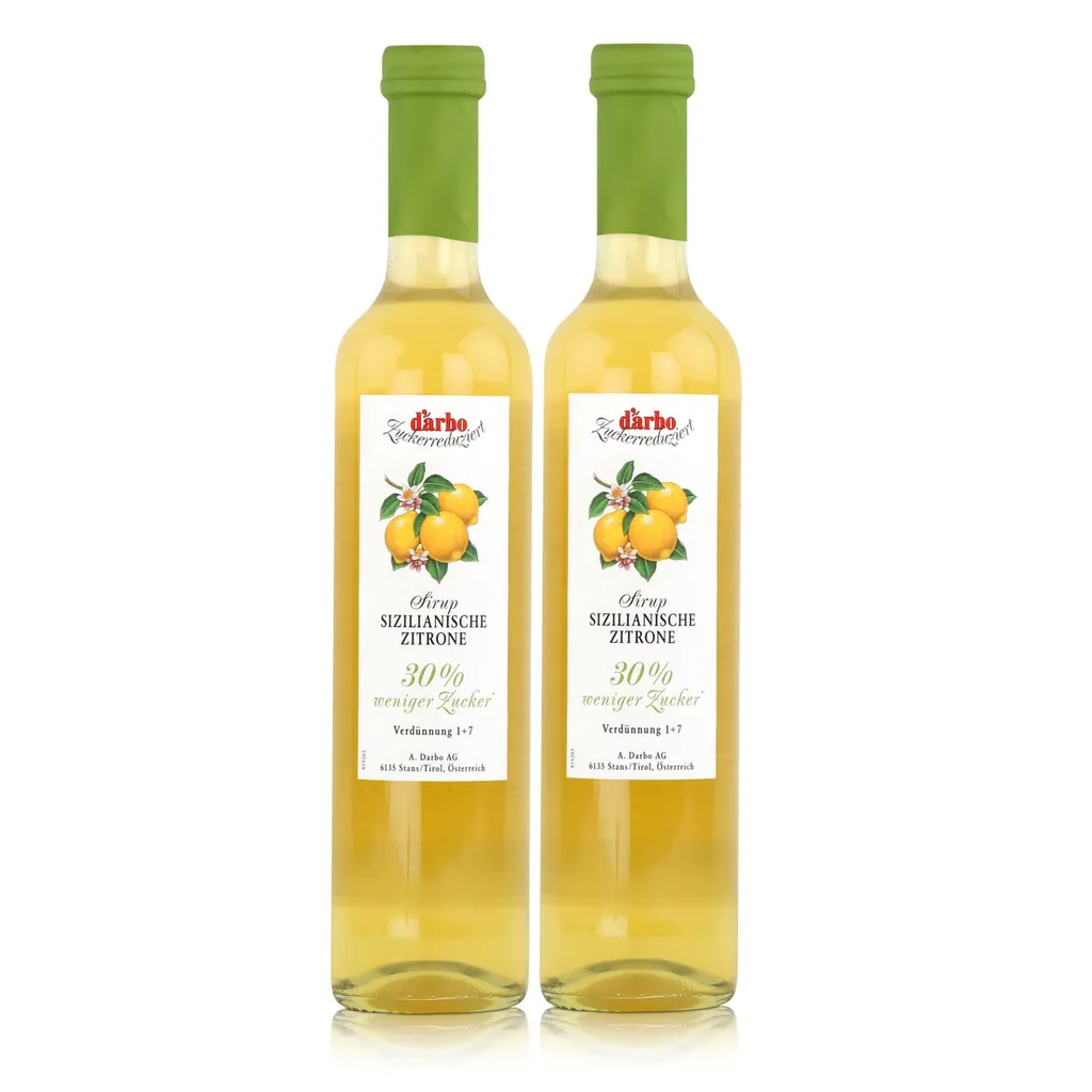 Darbo Sicilian Lemon Syrup 30% less sugar 500ml (2-pack)
