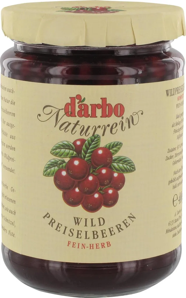 Darbo Wild Cranberry Compote Naturally Pure with a Finely Tart Flavor 400g