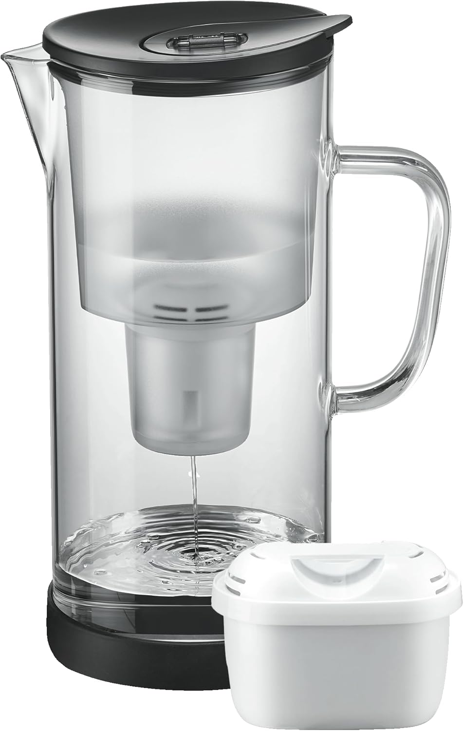 Silberthal Water Filter Jug, Glass, Includes 1 Water Filter Cartridge, Reduces Limescale and Chlorine, 2.7 Liters