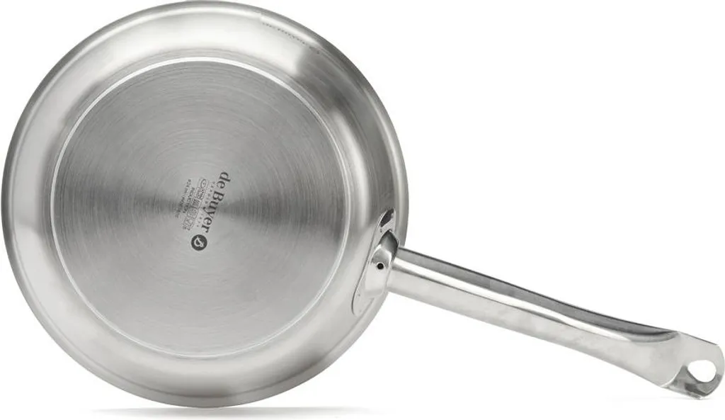 De Buyer Stainless Steel Frying Pan 24cm - Induction Compatible, Professional Quality, Ergonomic Handle, Dishwasher Safe