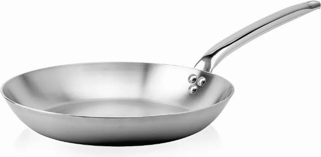 De Buyer Alchimy Stainless Steel Frying Pan, 3-Layer Design, Ø 28 cm - Induction Compatible, Professional Brushed Finish