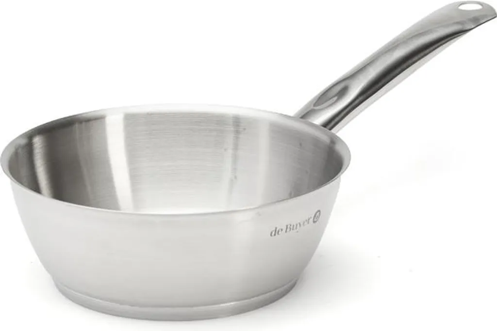 De Buyer 16cm frying pan - stainless steel sauté pan - ergonomic handle, sandwich base suitable for induction, professional quality