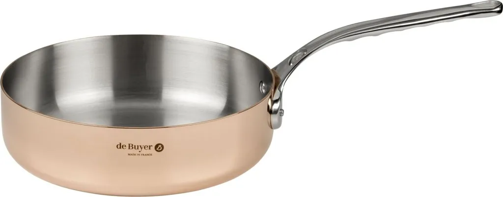 De Buyer Prima Matera Sauté Pan, Copper/Edels. 24cm, straight edge.