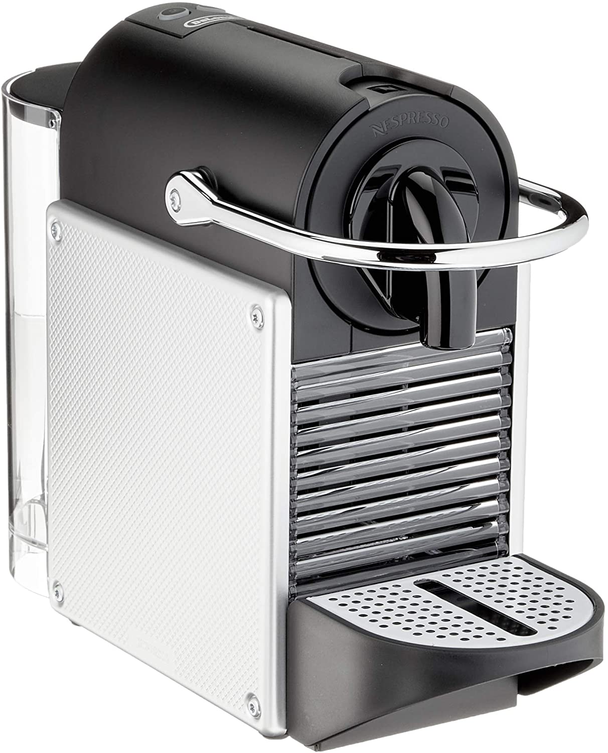 DeLonghi Nespresso EN124.S capsule machine Pixie 1260 W side walls aluminum made of recycled capsules, silver
