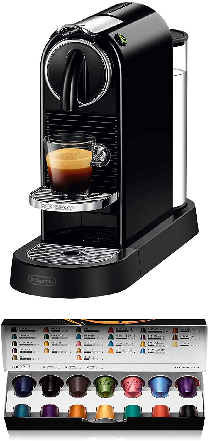 DeLonghi De\'Longhi Nespresso Citiz EN167.B capsule machine, high pressure pump and ideal heat control without Aeroccino (milk frother), energy saving function, black