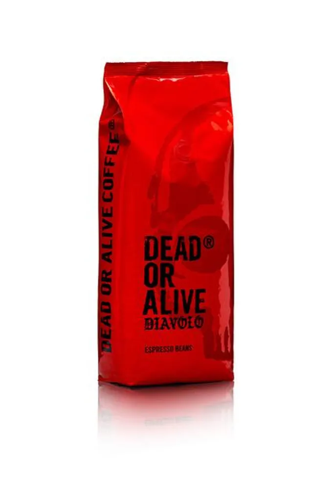 DEAD OR ALIVE DIAVOLO Espresso Coffee Beans 1 kg Extra Dark – Very Strong – 100% Robusta – High Crema – For Fully Automatic & Portafilter Machines 1000g
