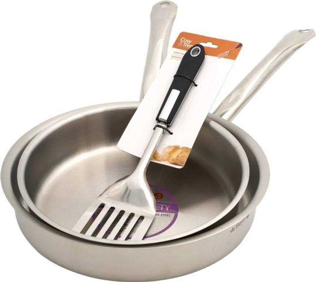 DE BUYER INDUSTRIES DeBuyer PrimAppetity 2-piece straight stainless steel frying pan set - with spatula