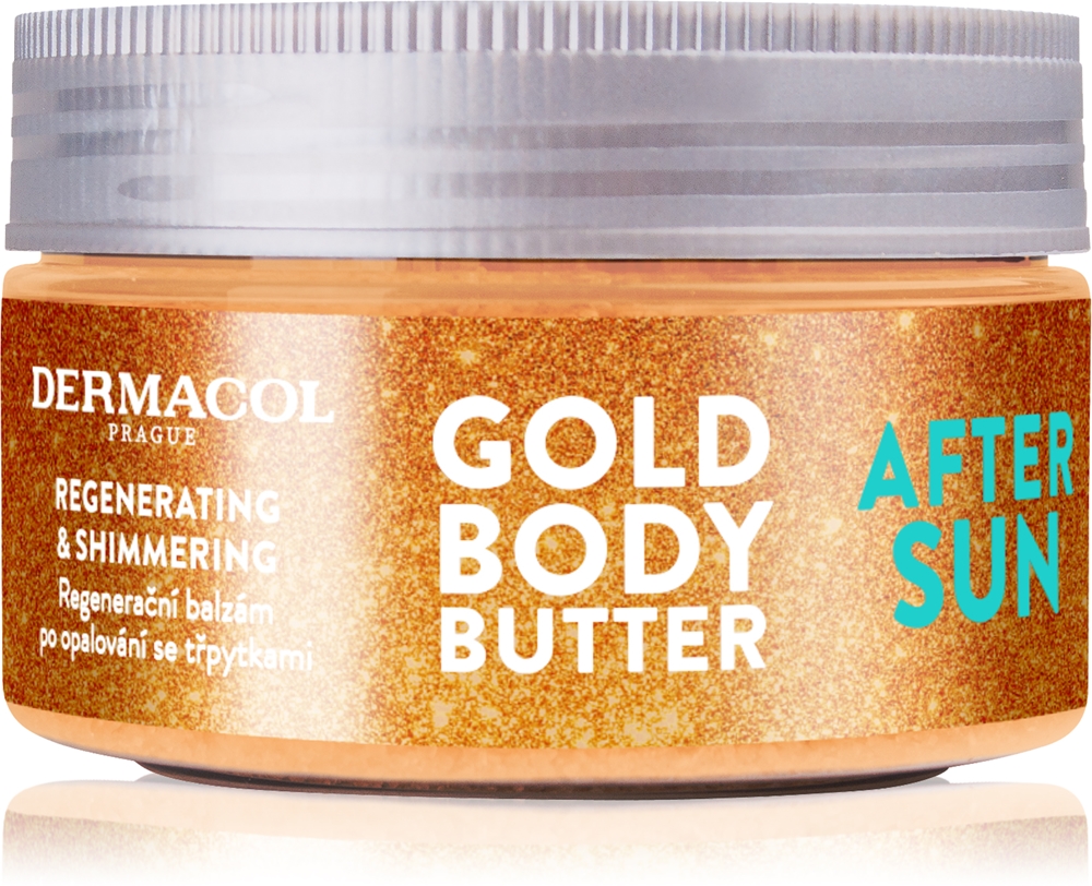 Dermacol After Sun regenerating cream for the body with glitter particles