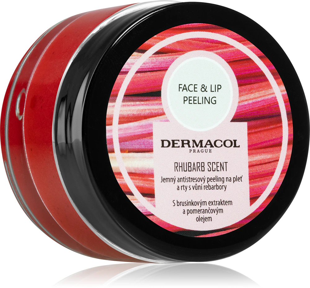 Dermacol Face & Lip Peeling Rhubarb sugar peeling for lips and cheeks