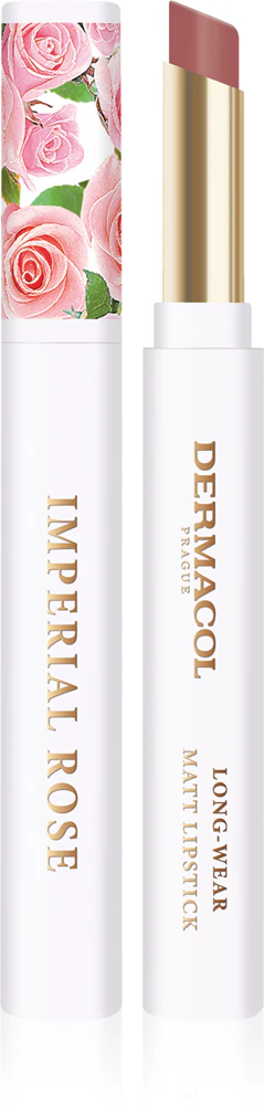Dermacol Imperial Rose Mattifying lipstick with a rose scent red