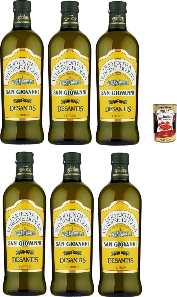Italian Gourmet E.R. Desantis Extra Virgin Olive Oil San Giovanni, extra virgin olive oil, olive oil 6x1 Lt + Italian Gourmet Polpa 400g