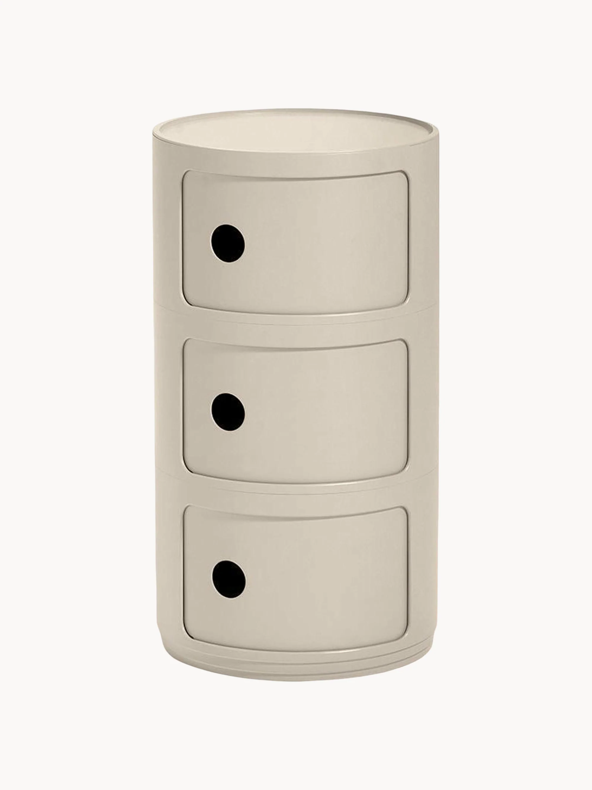 Kartell Modular Container Design, 3 Elements, H 59 cm, Beige, matte