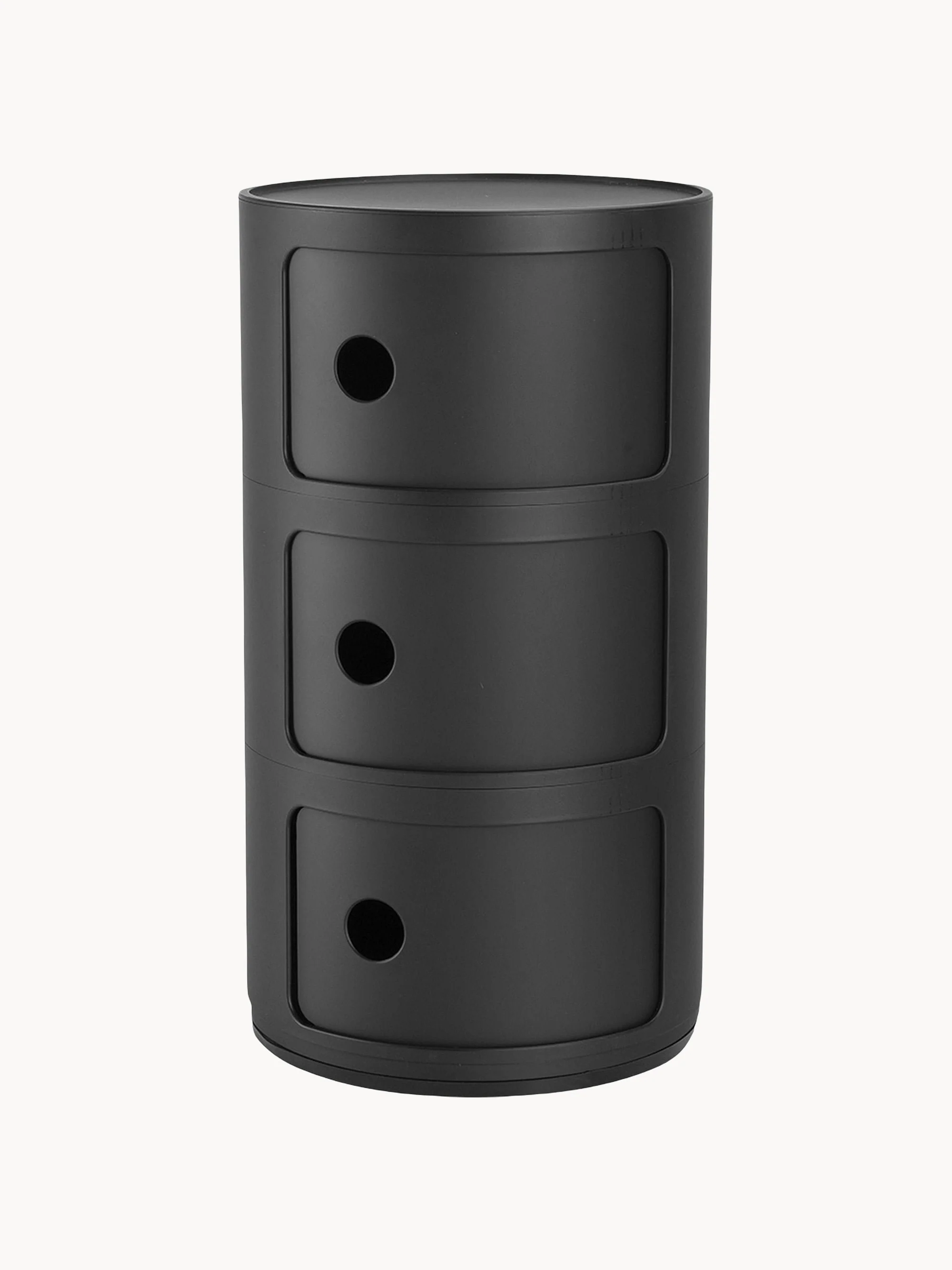 Kartell Modular Container Design, 3 Elements, H 59 cm, Black, matte