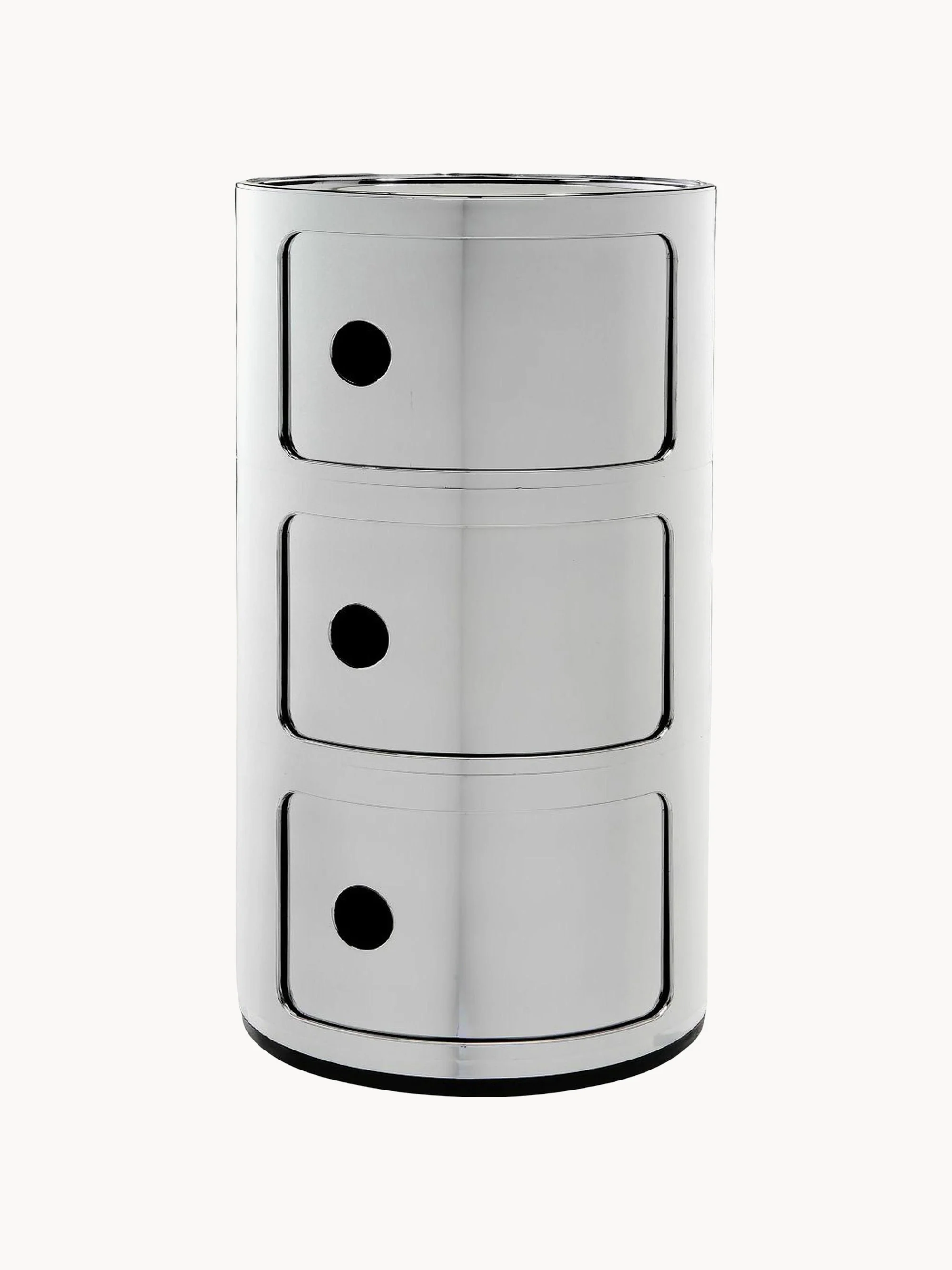 Kartell Modular Container Design, 3 Elements, H 59 cm, Chrome-colored, shiny
