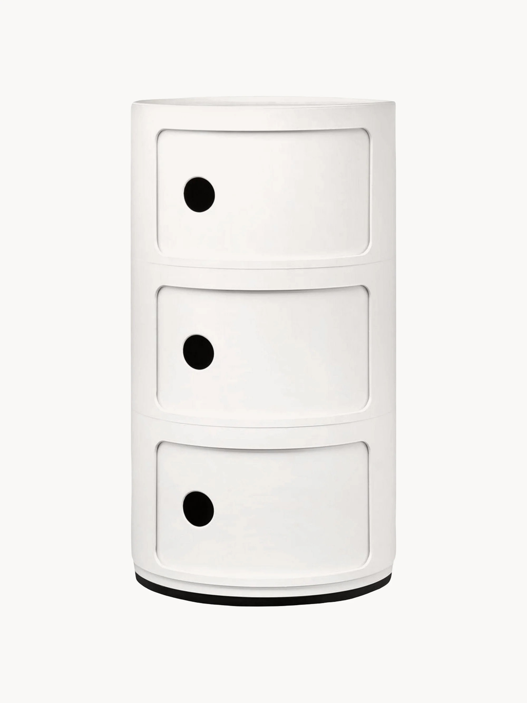 Kartell Modular Container Design, 3 Elements, H 59 cm, Off-white, glossy