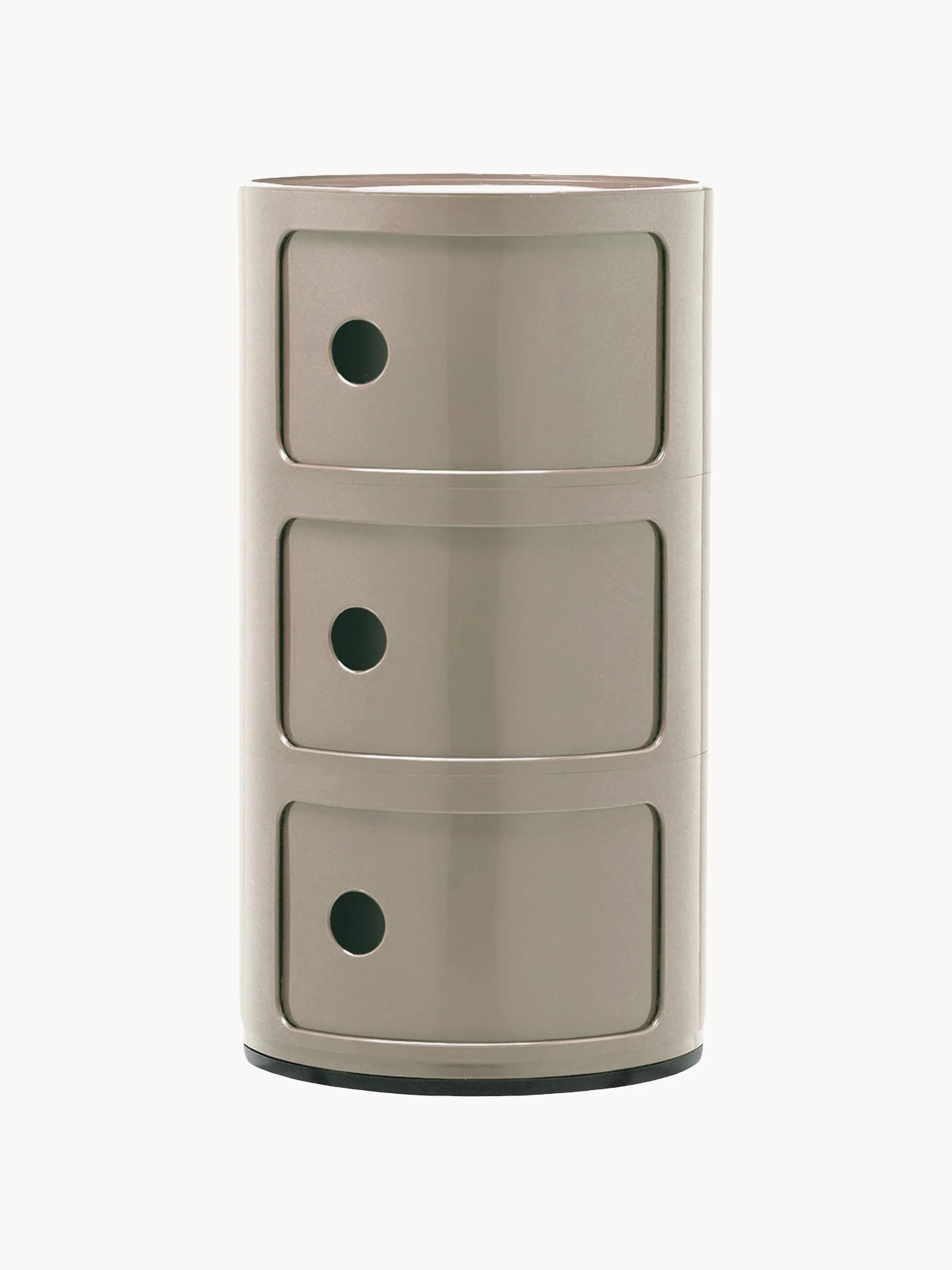 Kartell Modular Container Design, 3 Elements, H 59 cm, Greige, glossy