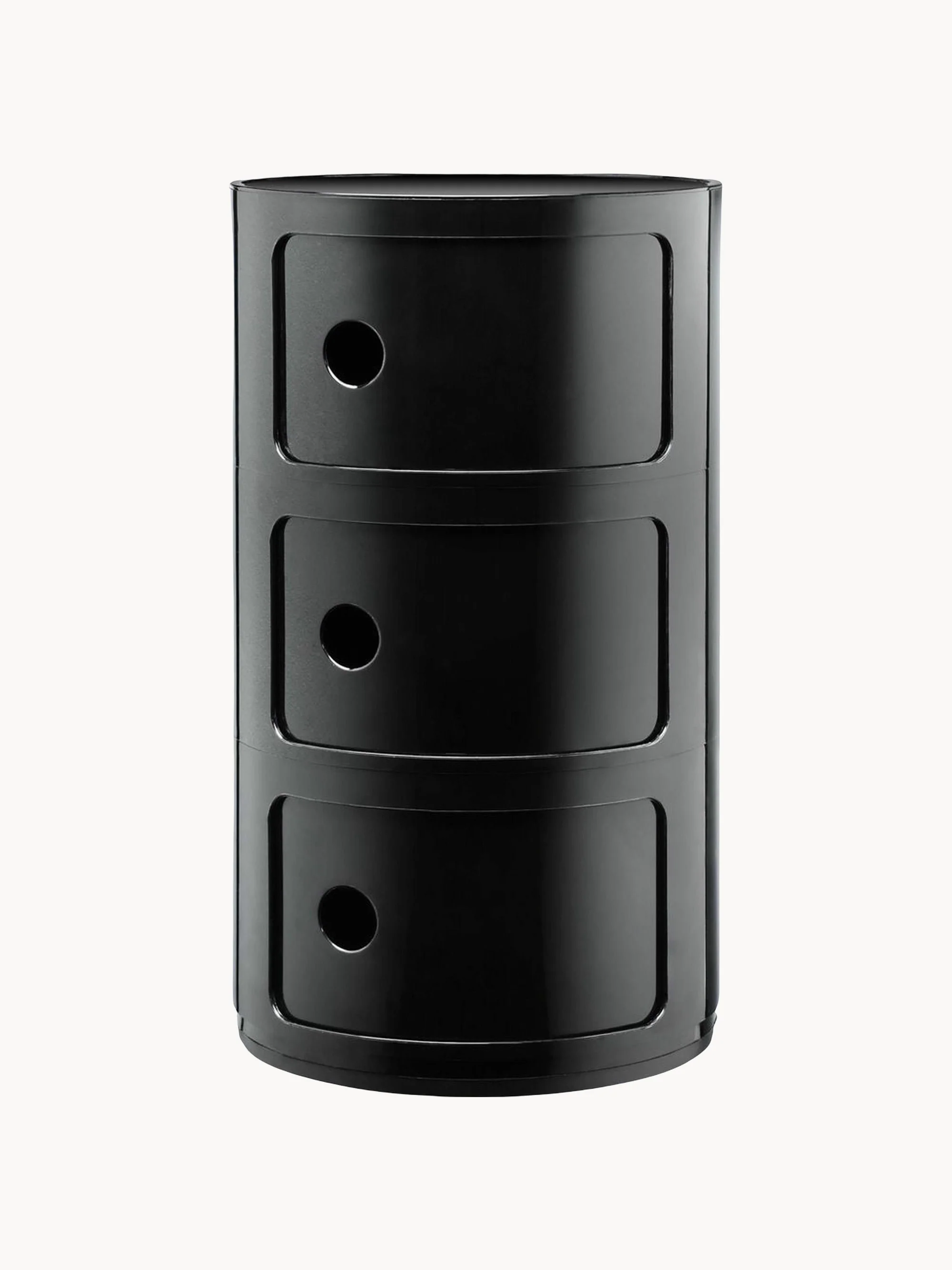 Kartell Modular Container Design, 3 Elements, H 59 cm, Black, glossy