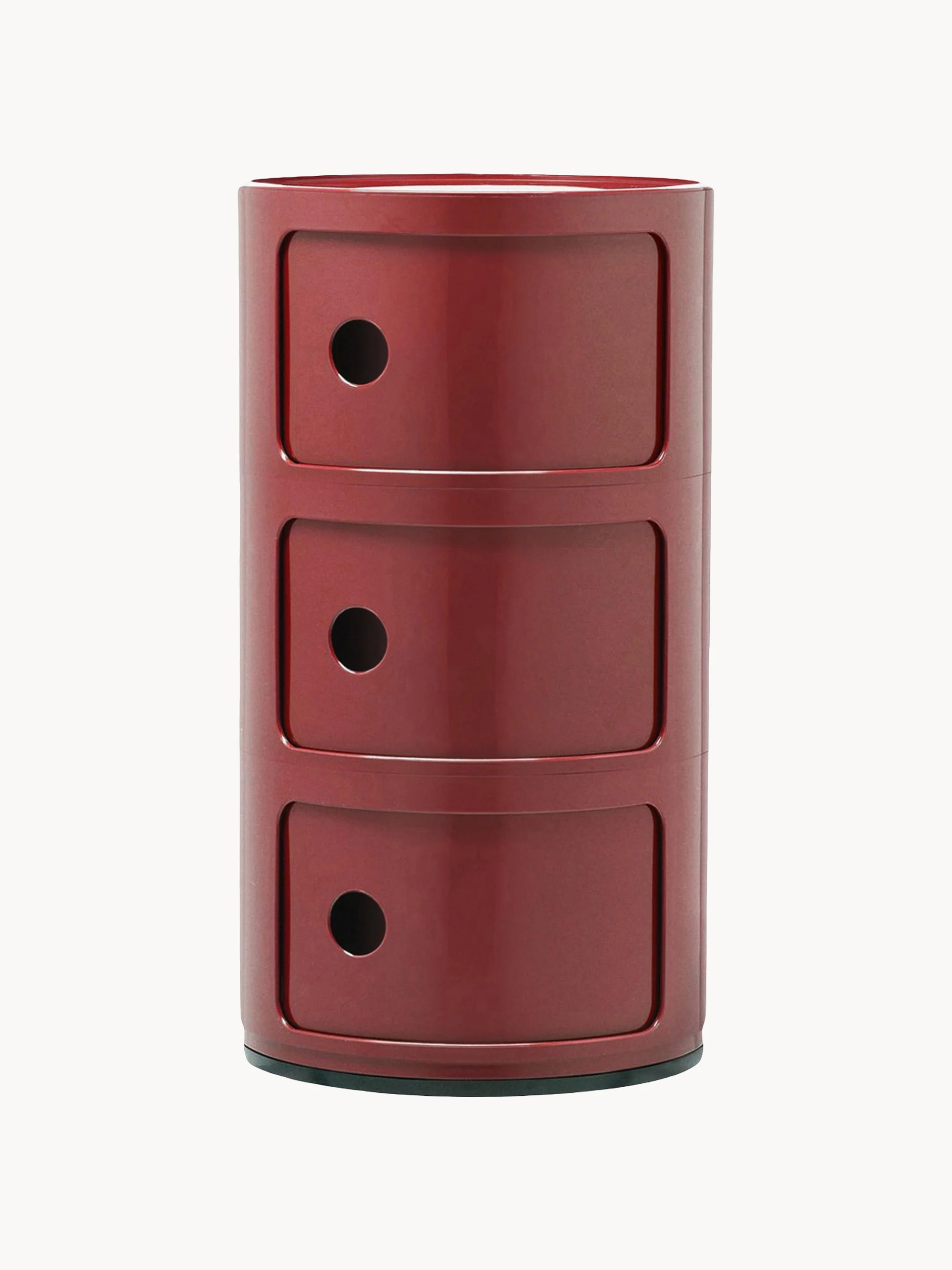 Kartell Modular Container Design, 3 Elements, H 59 cm, Burgundy red, glossy