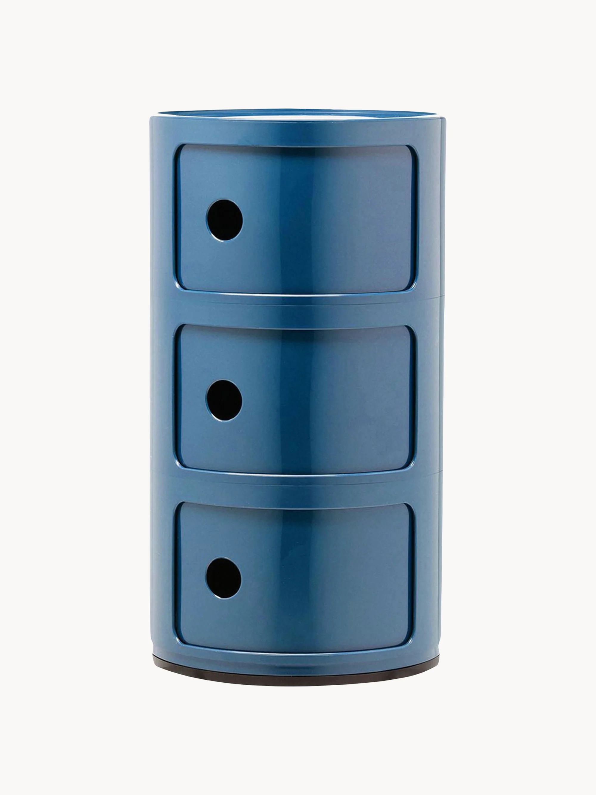 Kartell Modular Container Design, 3 Elements, H 59 cm, Grey-blue, glossy