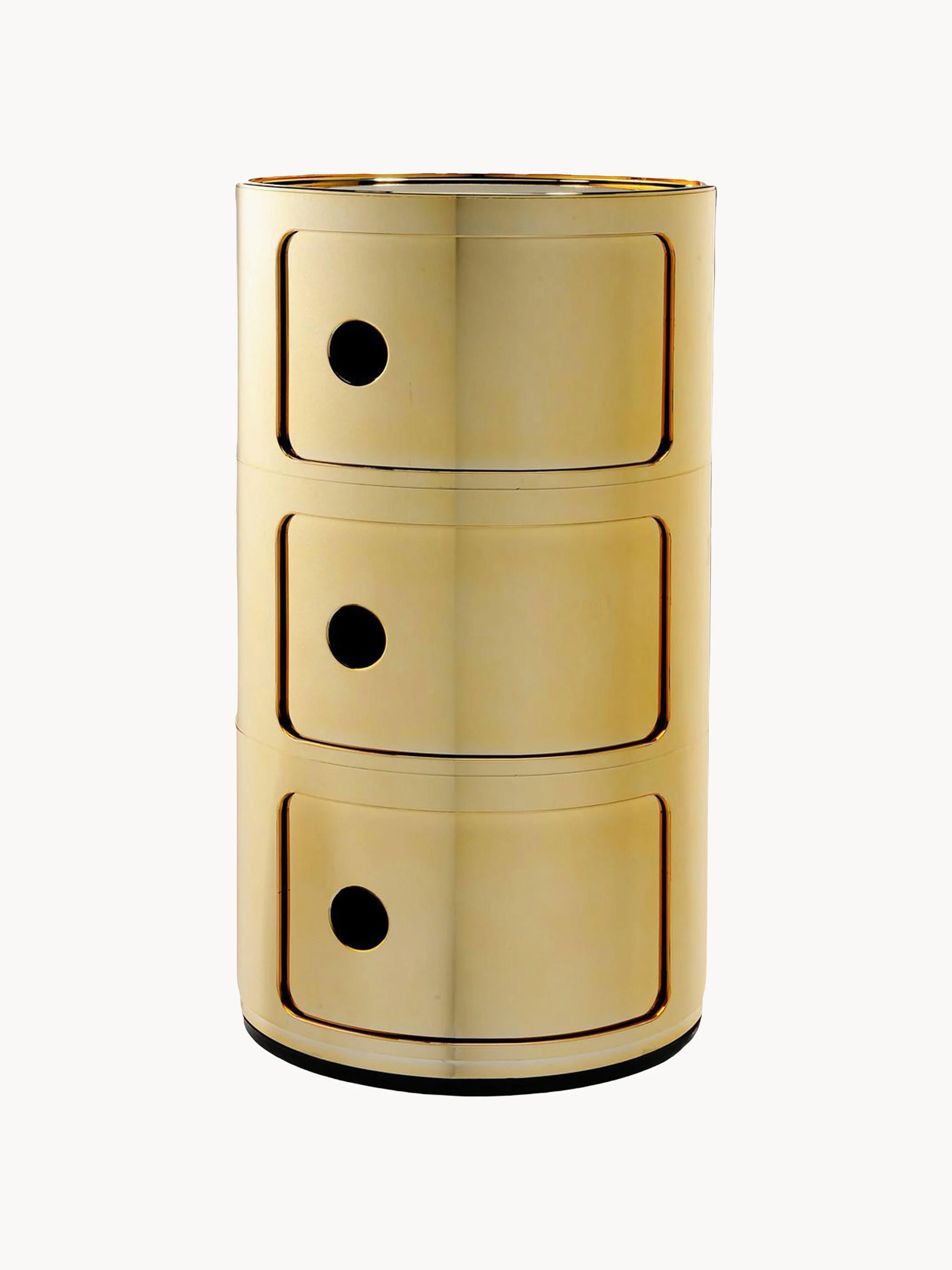 Kartell Modular Container Design, 3 Elements, H 59 cm, Gold-colored, shiny