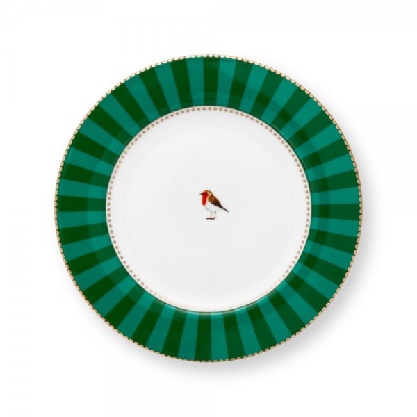 Dessert plate Love Birds Stripes Emerald from Pip Studio