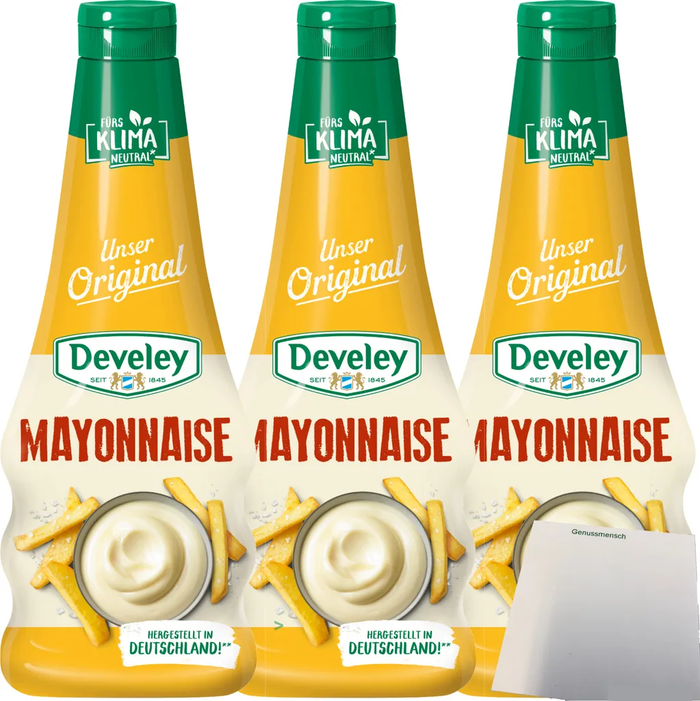 Develey Mayonnaise our original pack of 3 (3x500ml bottle) + usy block