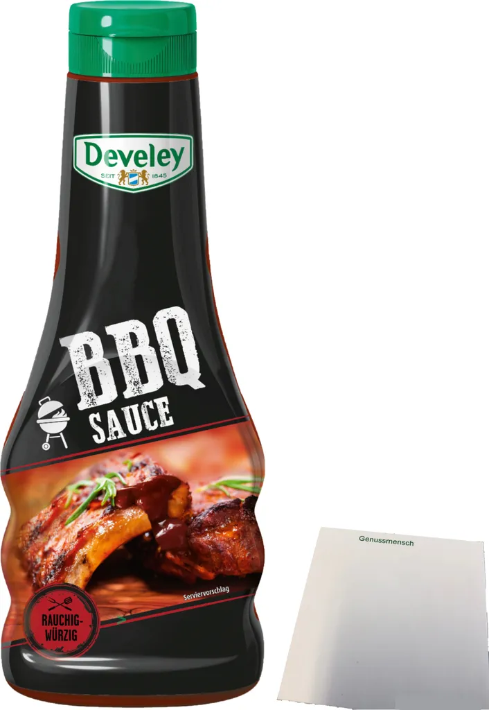 Develey Smoky-spicy BBQ Sauce 1-pack (1x250ml bottle) + usy Block