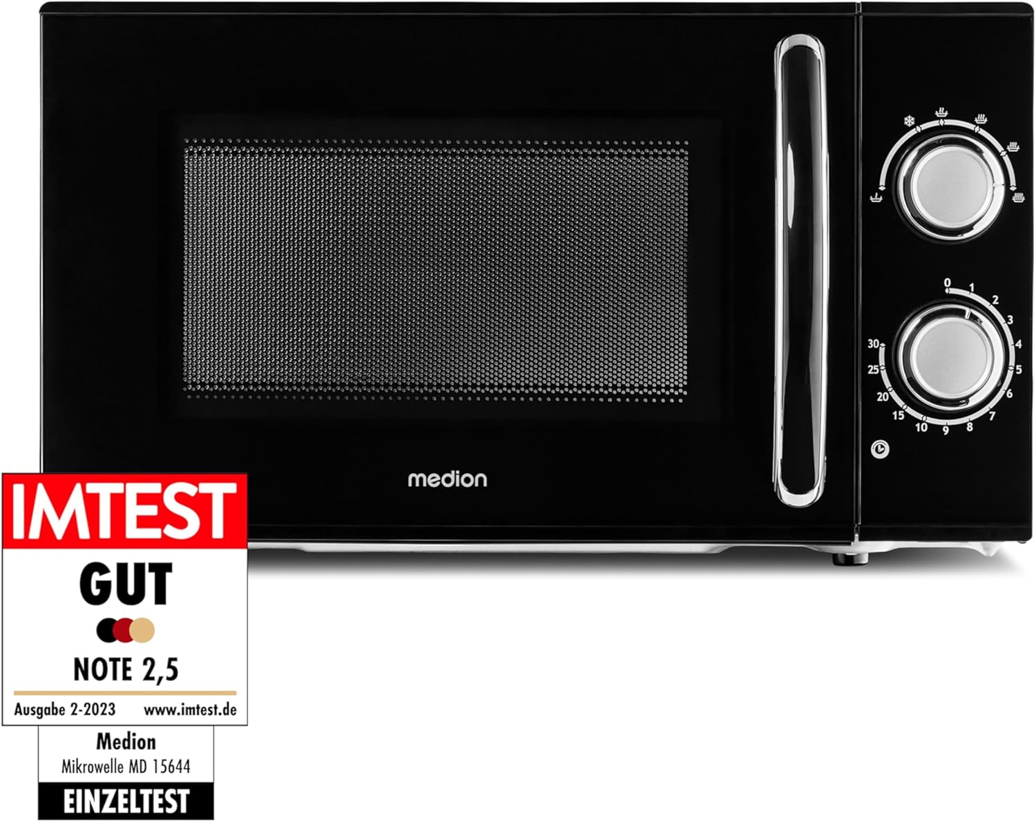 MEDION MD 15644 Small Microwave, Approx. 700 watts of power, approx. 17 liter capacity, 6 levels, defrost function, black
