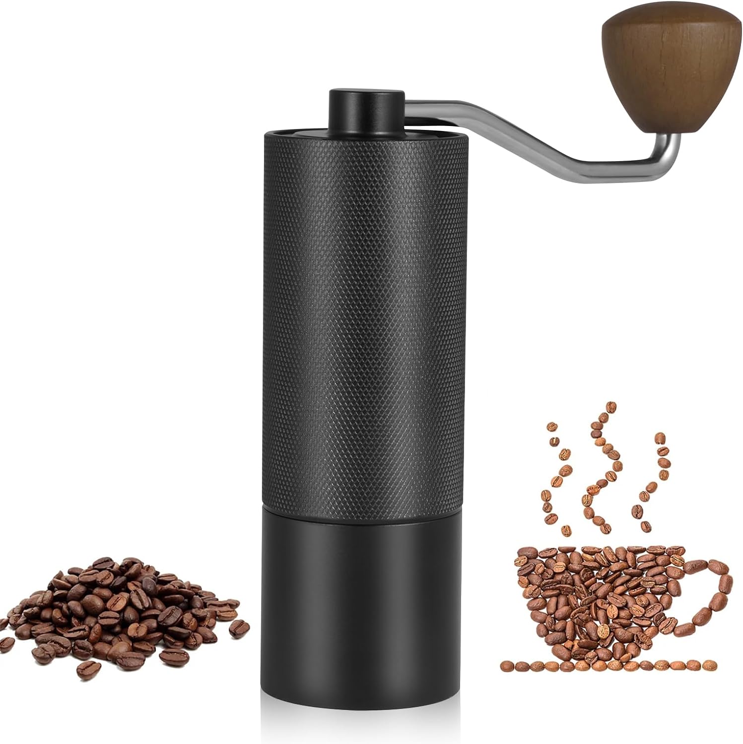 Vusddy Manual Coffee Grinder, Coffee Grinder Hand Made of Stainless Steel, Adjustable Grinding Degree, Hand Coffee Grinder, Portable Coffee Grinder Manual for Espresso French
