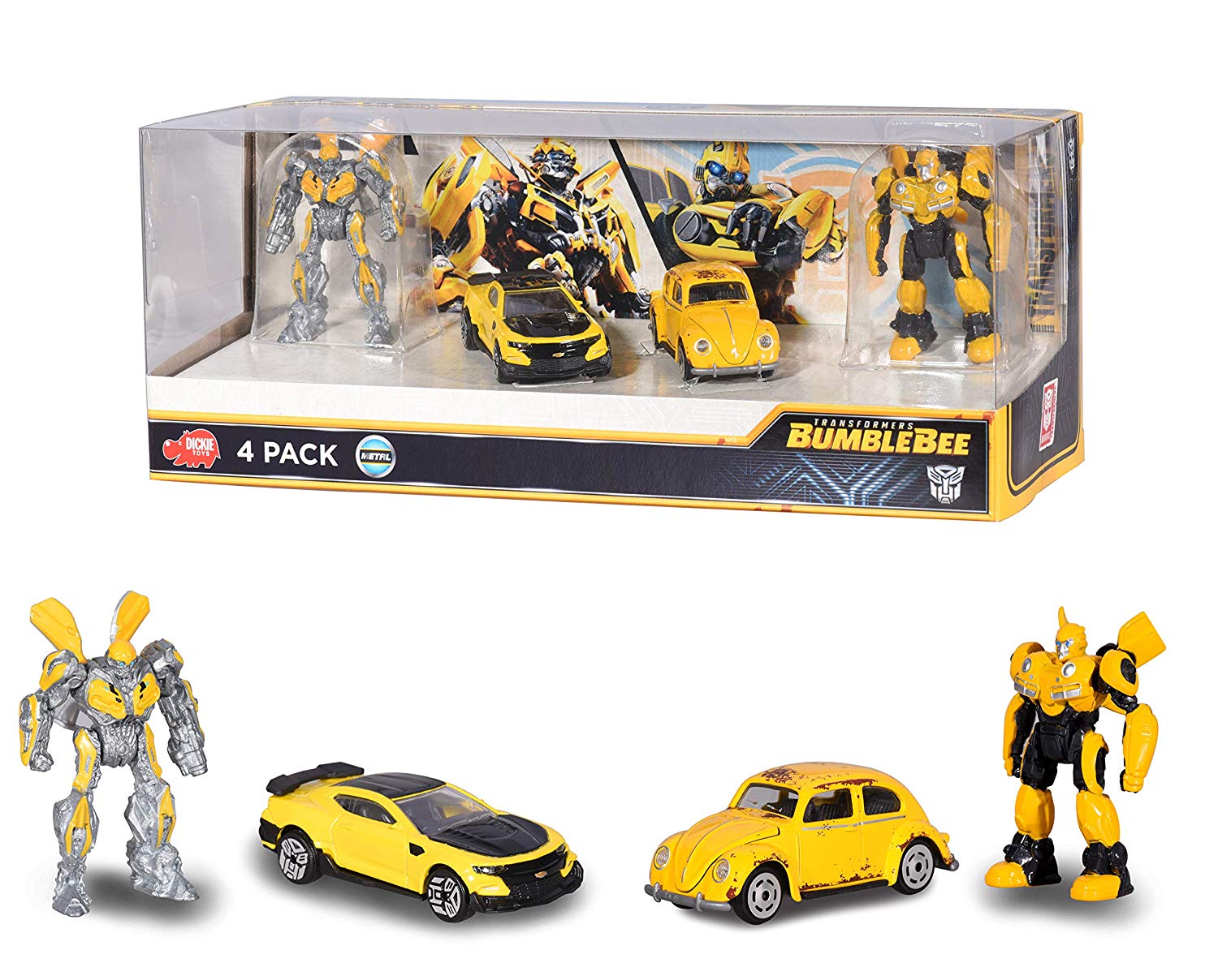 Majorette Dickie Toys 203113020 Transformers Bumblebee Playset With 2 Robots With 2 C