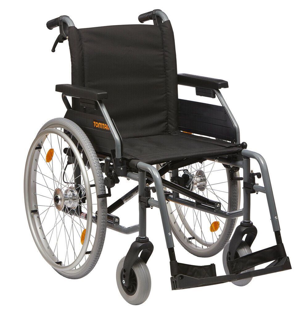 Dietz - TOMTAR BASIK+, foldable aluminum wheelchair with drum brake for accompanying person 1 St
